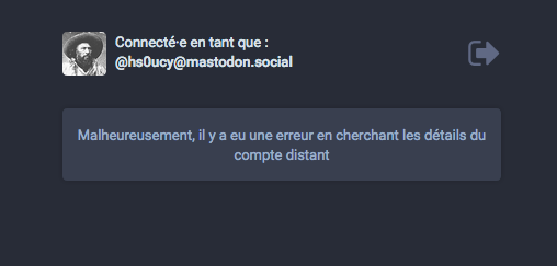 Malheureusement, il y a eu une erreur en cherchant les détails du compte distant