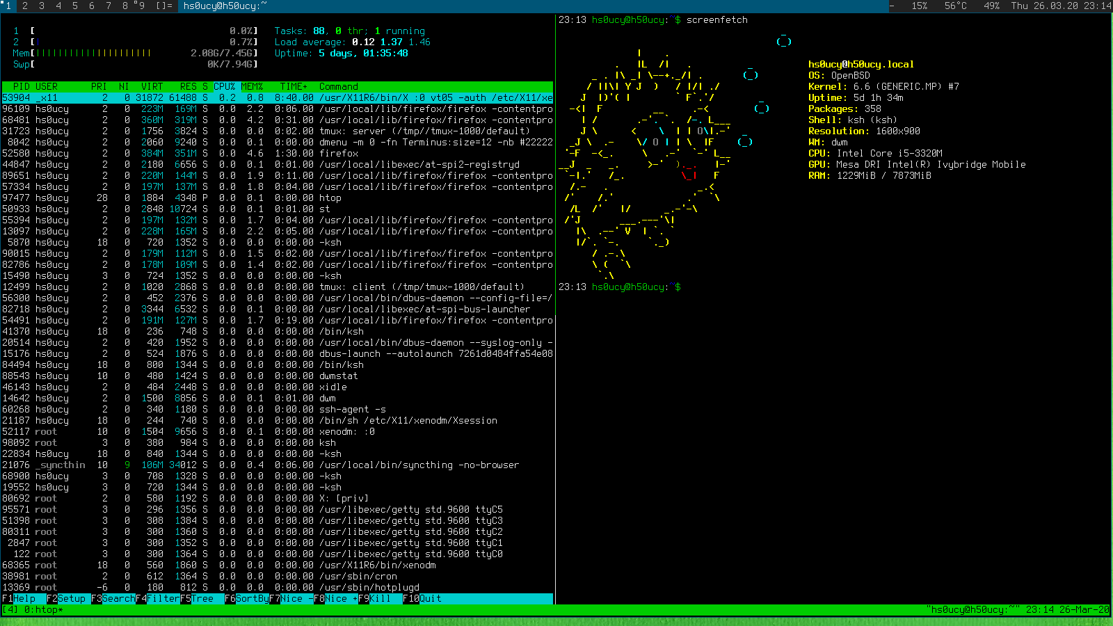 Capture de mon émulateur de terminal st avec tmux